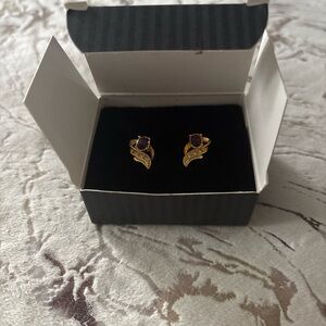 Avon Gold and Purple Earrings